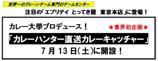 ゲームセンター エブリデイ とってき屋東京本店 が埼玉県に7月13日にオープン カレーコーナーも登場