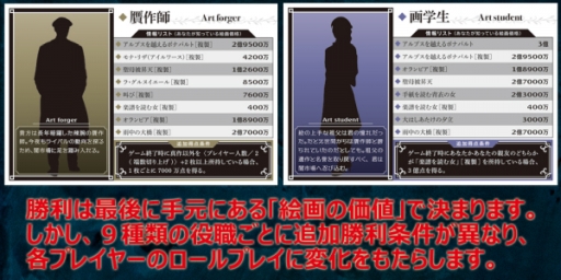 画像ギャラリー No.002のサムネイル画像 / 正体秘匿系ボードゲーム「真贋のはざまで」が発売中。真実を見極め,目的の絵画を手に入れよう