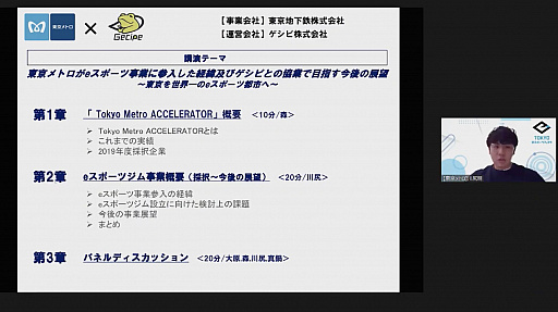 画像ギャラリー No.001のサムネイル画像 / 東京を世界一のeスポーツ都市へ。東京メトロがゲシピと協業し,eスポーツジム事業に取り組むことになった経緯や今後の展望が紹介されたセミナーをレポート
