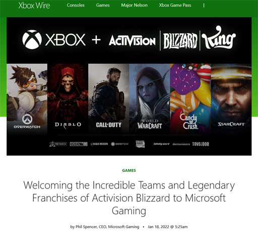 Welcoming the Incredible Teams and Legendary Franchises of Activision  Blizzard to Microsoft Gaming - Xbox Wire