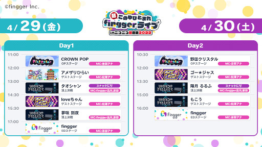 画像ギャラリー No.001のサムネイル画像 / 「fingger」,“ニコニコ超会議2022”に出展するブースでプレイされるコンテンツ情報を公開