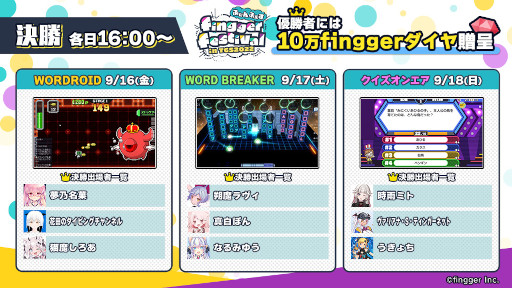 画像ギャラリー No.002のサムネイル画像 / 「fingger」,TGS 2022への出展を記念して“ふぃんふぇす 前夜祭”を9月14日に開催