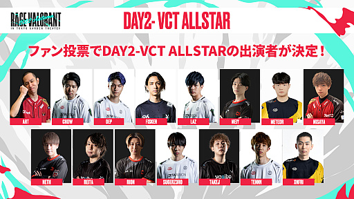 画像ギャラリー No.001のサムネイル画像 / 「RAGE VALORANT 2022 Autumn」,ファン投票で選出された出場者発表