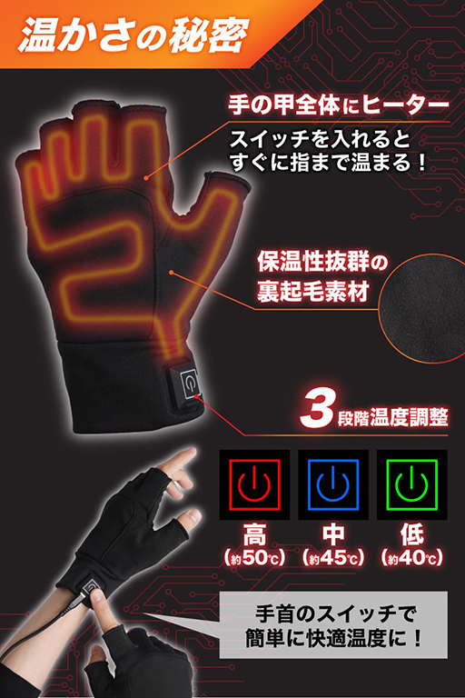 画像集 No.009のサムネイル画像 / 手を温めながらゲームを遊べる指なしヒーター手袋「ゲーミングてぽっか」発売。USB給電式で温度は3段階切り替え可能