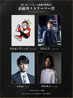 画像ギャラリー No.009のサムネイル画像 / eスポーツ界における功績と貢献をたたえる「日本eスポーツアワード」,ファン投票第2回中間結果を公開