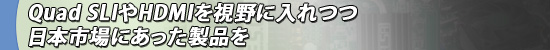 Quad SLIやHDMIを視野に入れつつ日本市場にあった製品を