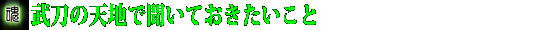 武刀の天地で聞いておきたいこと